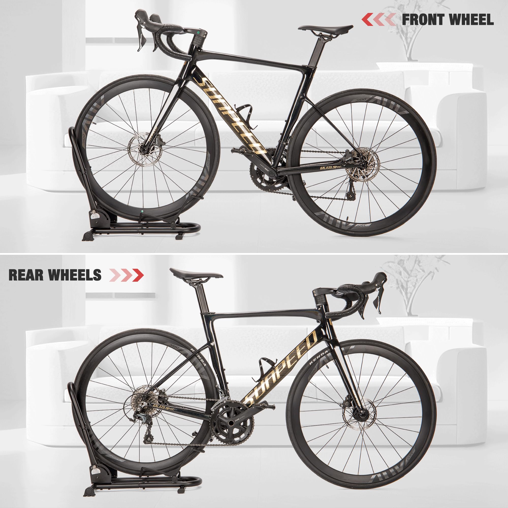 CXWXC Składany stojak na rower do użytku wewnętrznego, do garażu i domu, parking rowerowy, pasuje do rowerów górskich, szosowych i elektrycznych 26-29 cali