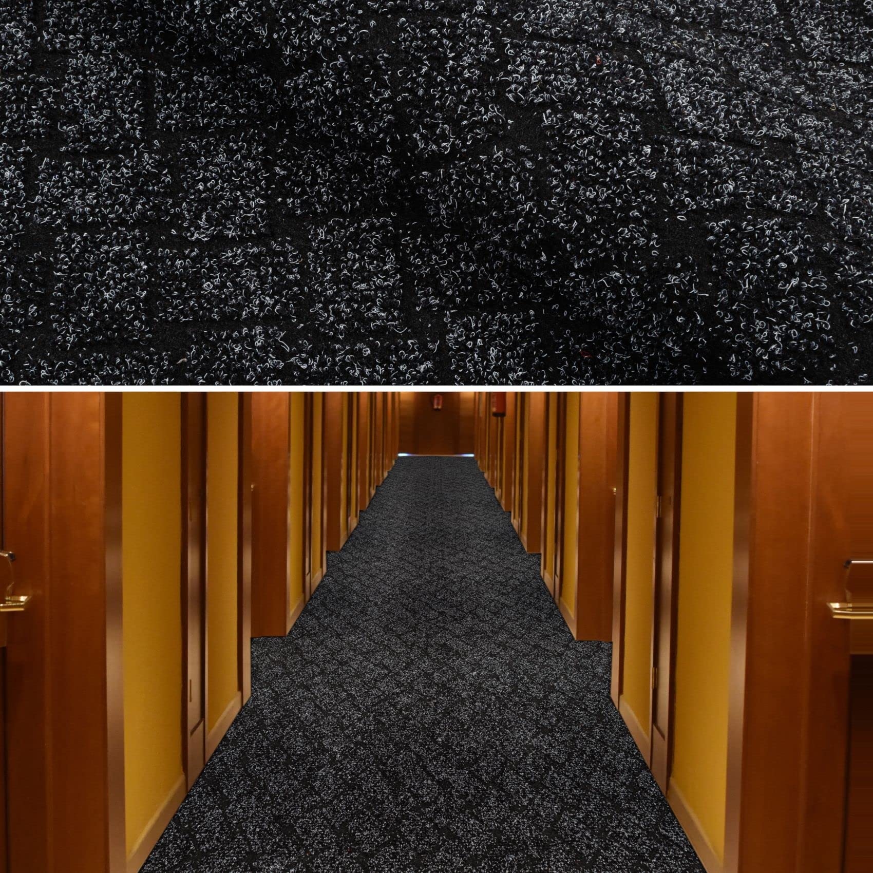 ANRO - Zerbino per corridoio, tappeto antisporco, zerbino per ingresso, tappeto per corridoio, zerbino in tessuto, Melbourne, nero, 280 x 100 cm