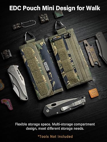 Vista 23 de TACTICAL GEEK - Organizador de bolsa A2 L, cartera de mano de nailon, bolsillo de almacenamiento EDC multiusos, organizador de bolsillo Negro grande