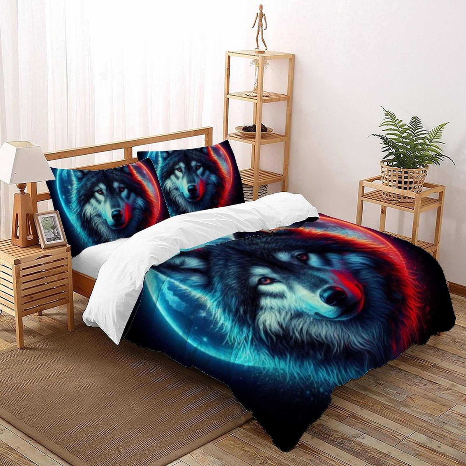 Housse de couette King 220x240cm microfibre animaux Glace et feu