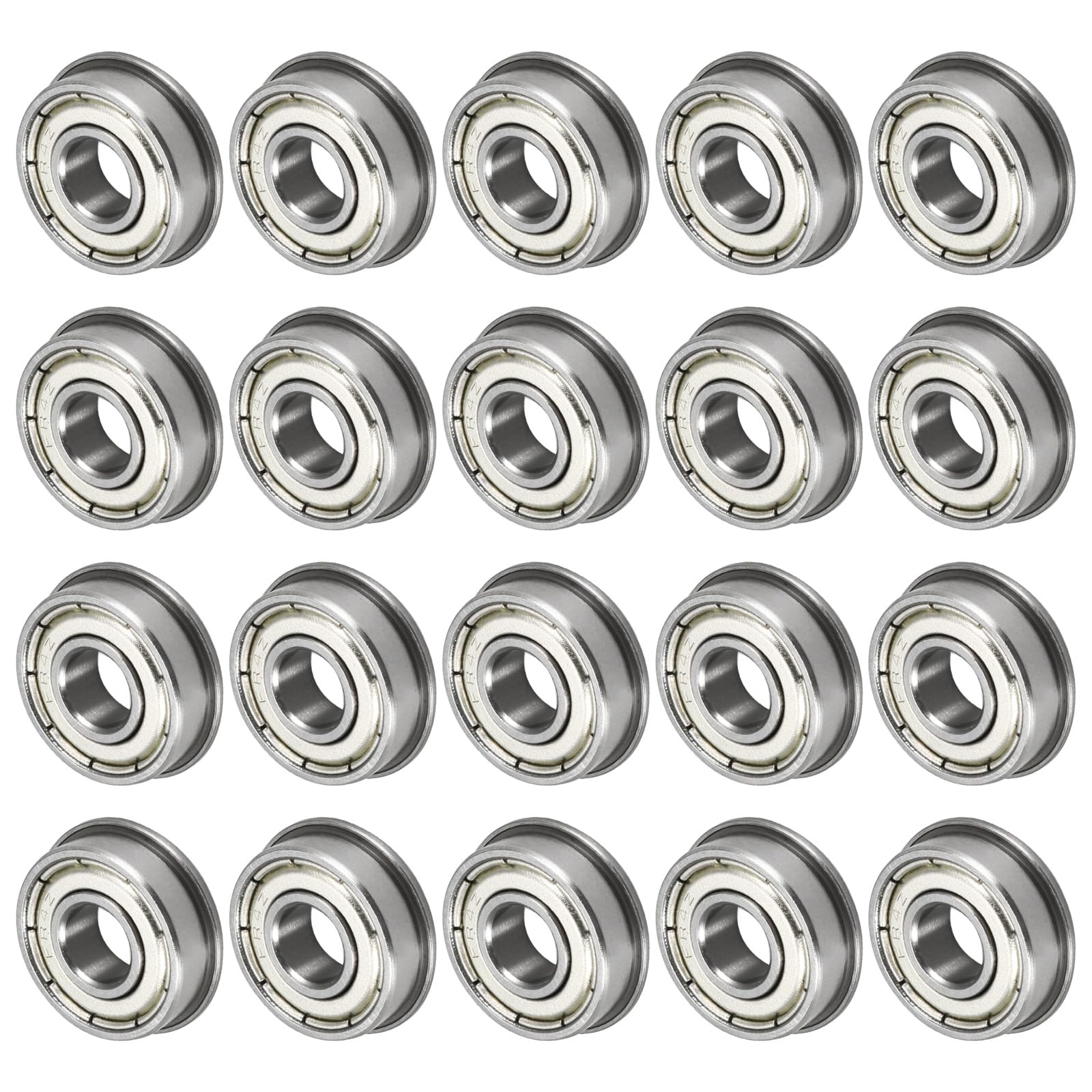 M METERXITY 20-Pack FR4ZZ Flanged Ball Bearing, 1/4" x 5/8" x 1/5" Double Metal Shielded Z1 Chrome (GCr15) Steel Flange Rip Bearings for Wheelbarrow/