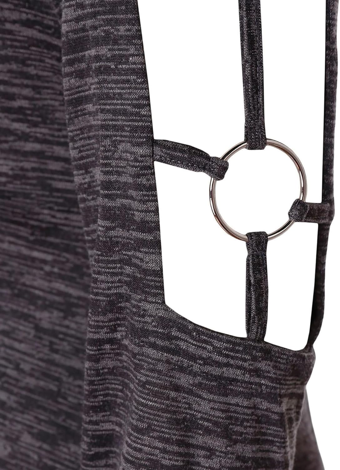 Nihsatin Plus Size Hollow Out T-Shirt for Women Sexy V-Neck Cutout Long Sleeve Curve Top - Image 7