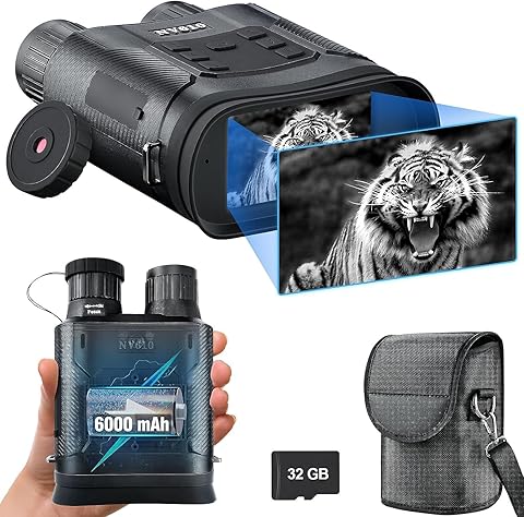 Binoculares Visión Nocturna,Dowesyeen Prismaticos Pprofesinales Largo Alcance 6000mAh Recargable Infrarrojos Vision Diurna Nocturna Digital con 3