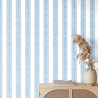 26 Blue Bathroom Ideas That Feel Fresh and Serene 86 Striped Peel and Stick Wallpaper Watercolor Stripe Self Adhesive Wallpap...