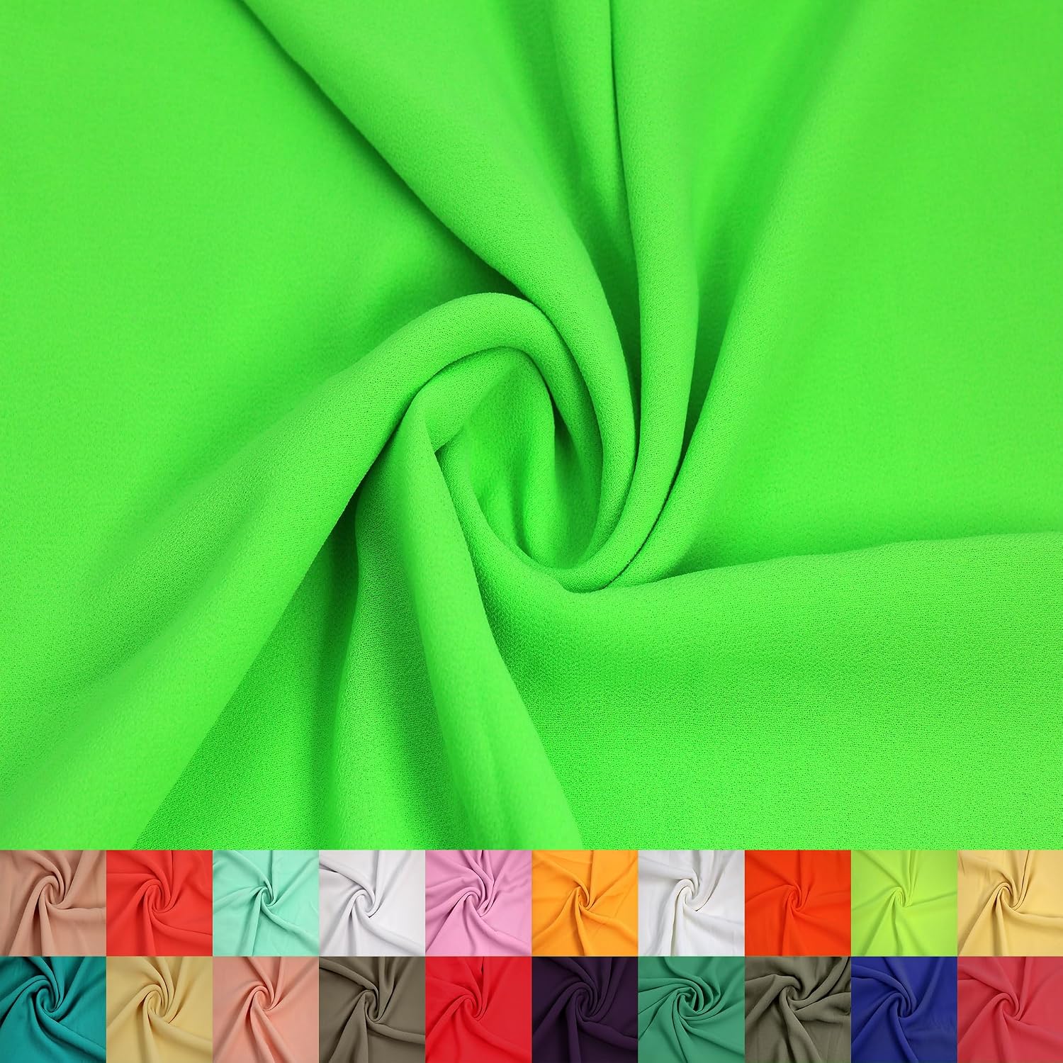Green-Neon-Chelsea Wool Dobby Chiffon Fabric
