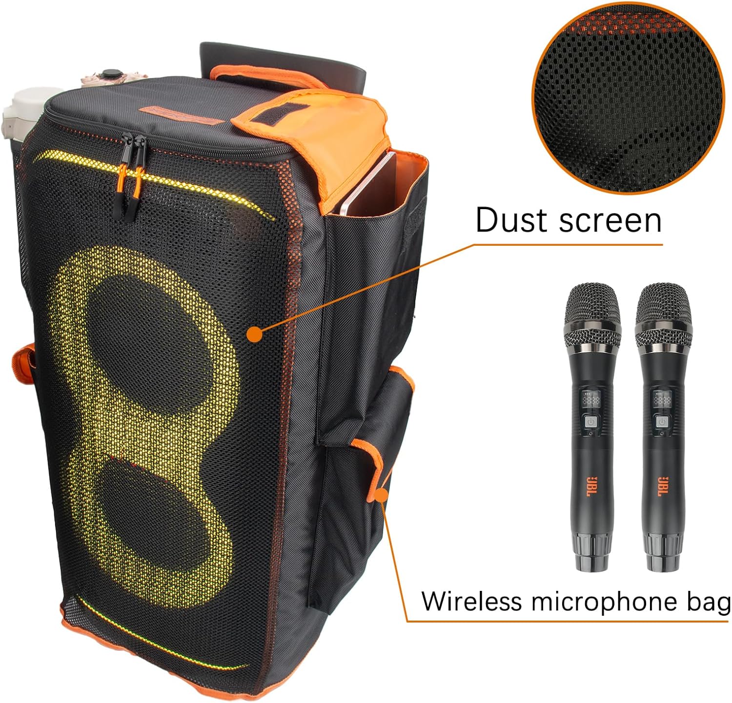 Protective Cover for PartyBox Stage 320 Speaker Double-Layer Shield, Scratch-Resistant, Dust proof Shell, Custom Fit Speaker Jacket, Breathable Mesh Sleeve, w/4 Storage Pockets (partybox 320) - Image 4