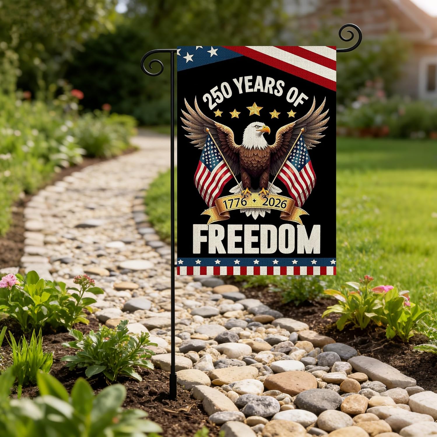 250 Years America Garden Flag,250th Anniversary USA Patriotic 4th of July Banner Double-Sided with Eagle Design, 1776-2026 Commemorative, 12 x 18 Inch - Image 8