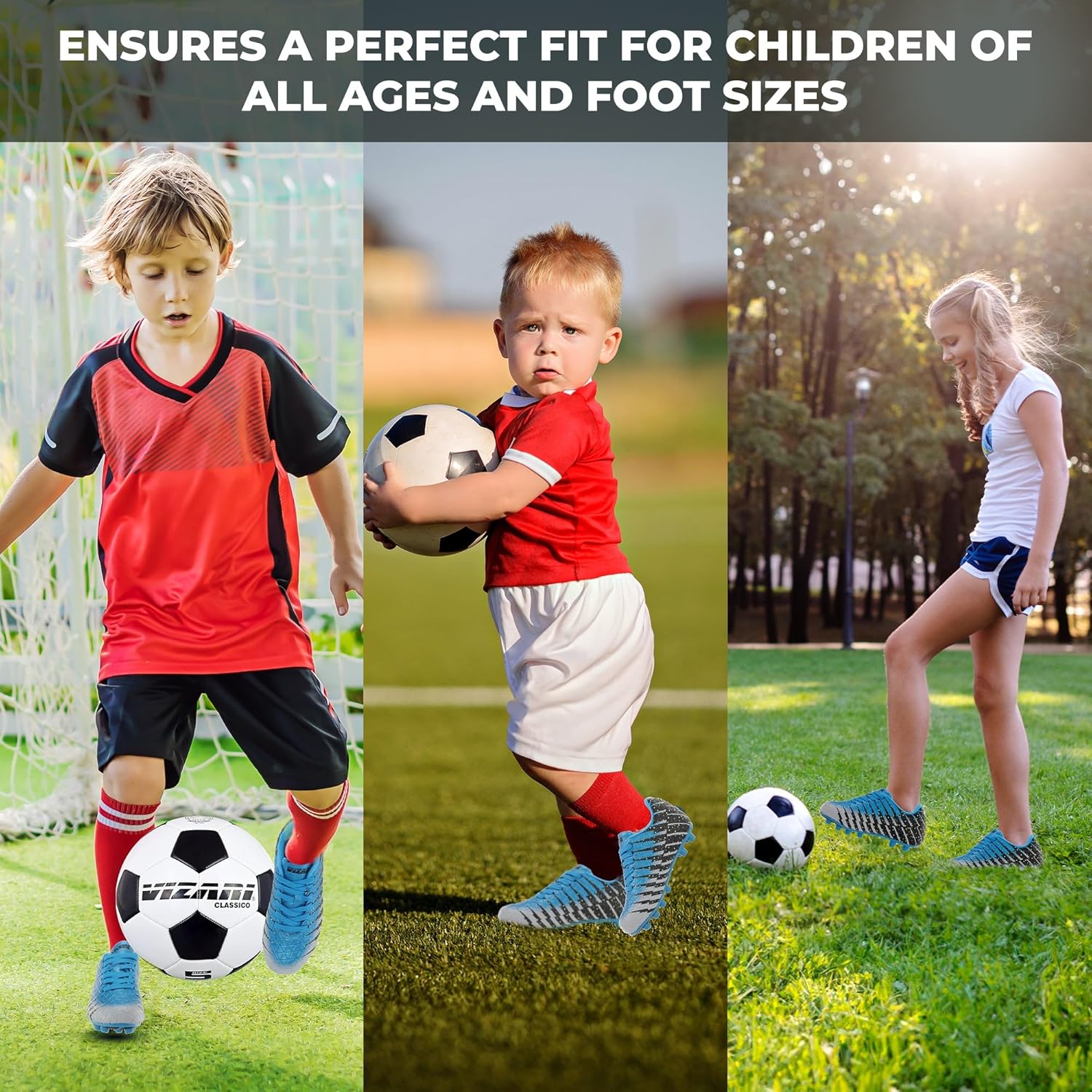 Vizari Bolt Firm Ground Youth Soccer Cleats for Boys and Girls | Textured Synthetic Leather Upper Kids Football Cleats with Polyurethane Sole for Comfort and Traction