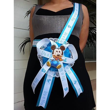 Amazon Com Baby Shower Mickey Mouse Mom To Be It S A Boy Sash Cinta Azul Con Ramillete Salud Y Hogar
