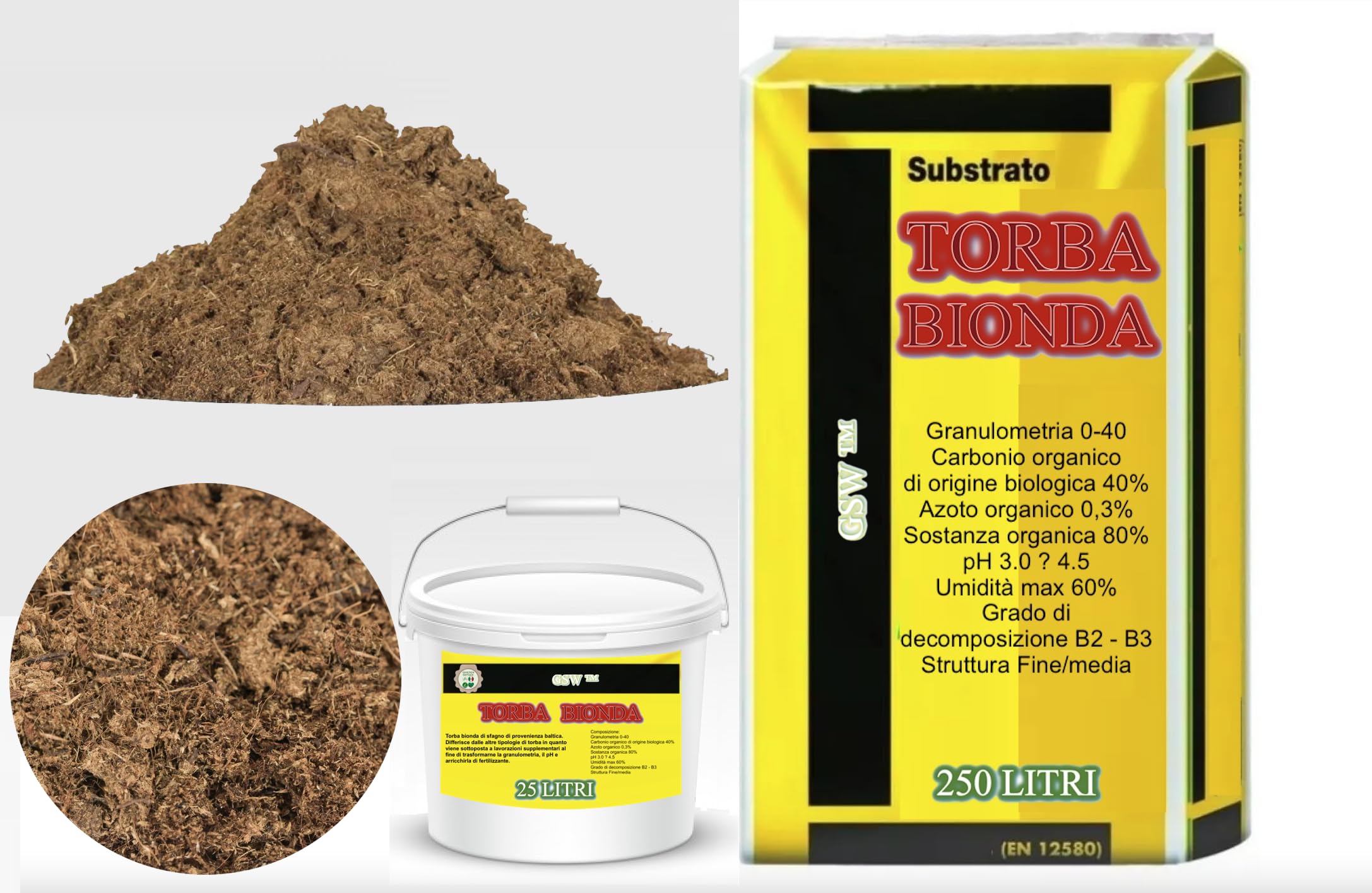 TORBA (BIONDA) ACIDA DI SFAGNO (BALTIC PEAT) (c.ca 32-38 kg – 250 lt). (250 Litri Sacco)