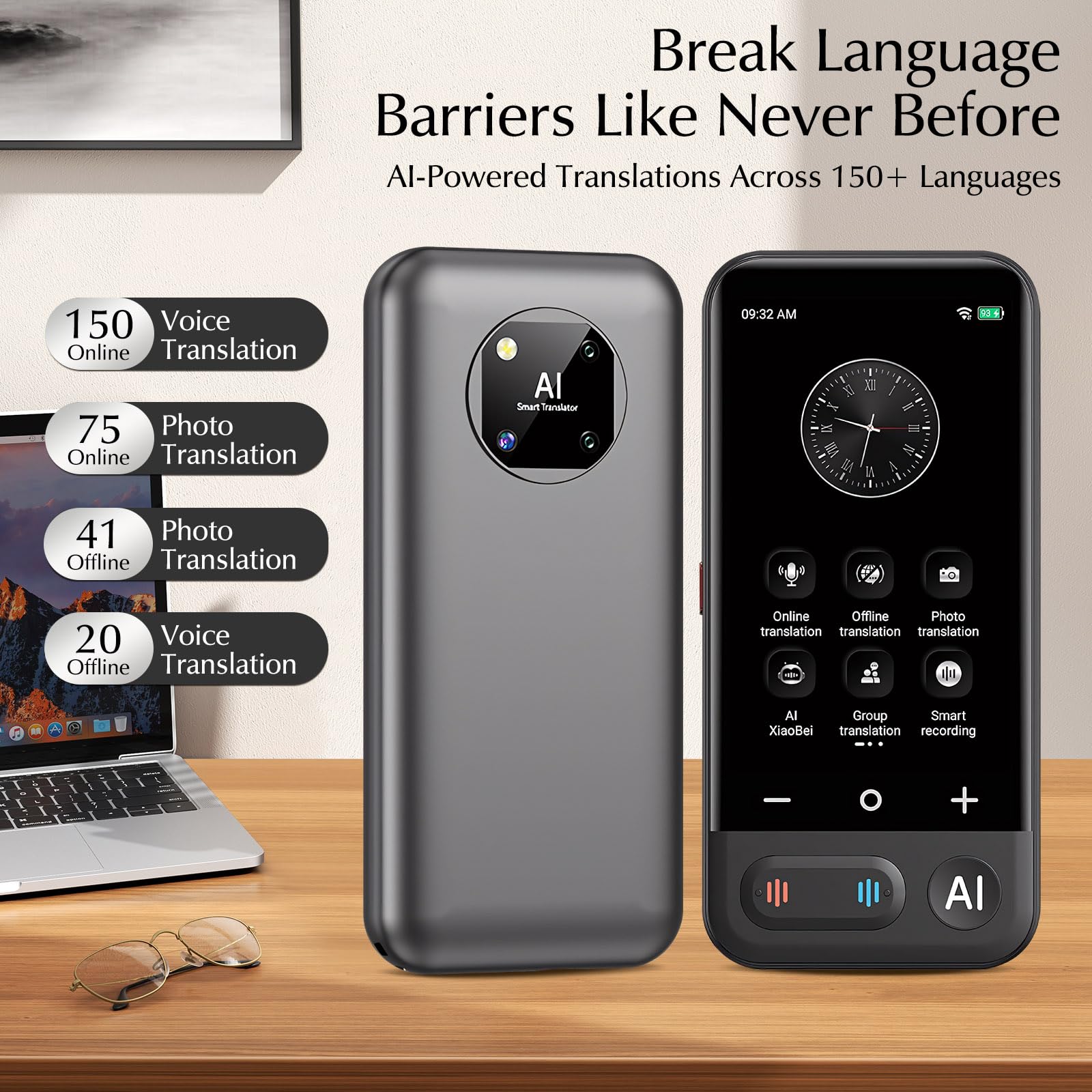 Instant Language Translator Device, 150 Online Translation, 20 Offline Translation, Text Voice Photo Translate - Image 2