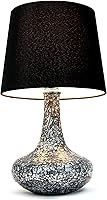 Vista 4 de Simple Designs LT3039-BLK - Lámpara de mesa con mosaico de vidrio, pantalla de tela Genie, color negro (paquete de 4)