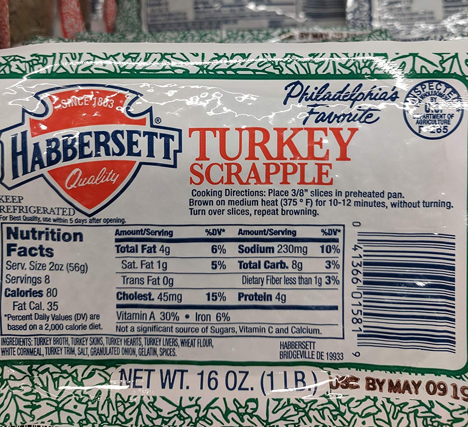 Habbersett Turkey Scrapple 1 Lb. (12 Pack)