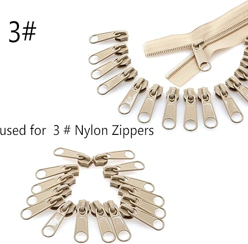 Miniatura 9 de Leekayer 50 tiradores marrones #5 para cremalleras de bobina de nailon, deslizadores de cremallera de metal para chaqueta, equipaje, bolsas, bolsas