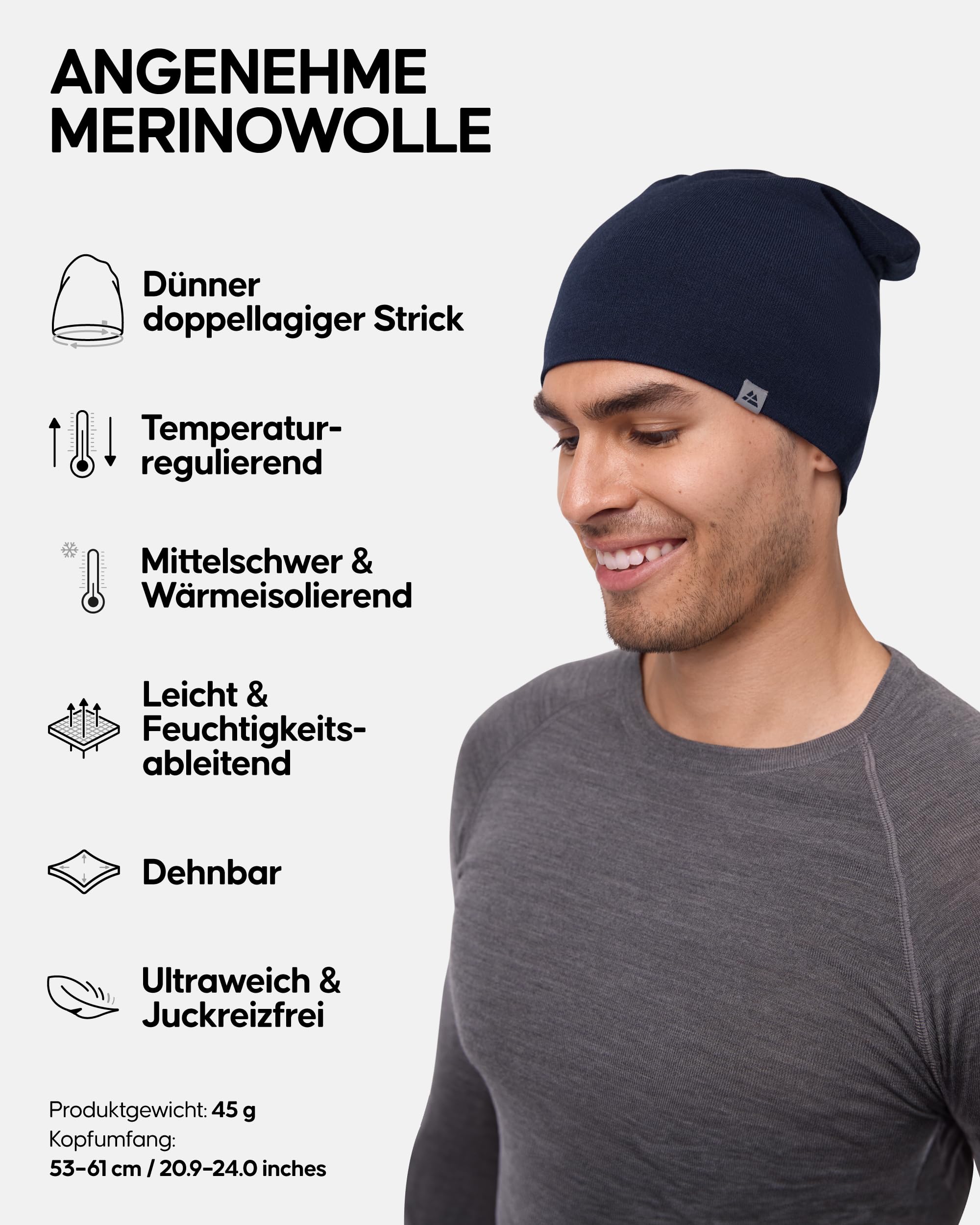 DANISH ENDURANCE Merino Laufmütze Herren & Damen, Atmungsaktiv & Warm | Merino Laufmütze, Atmungsaktiv, Warm & Geruchshemmend, für Sport, Radfahren & Wintertage, Unisex