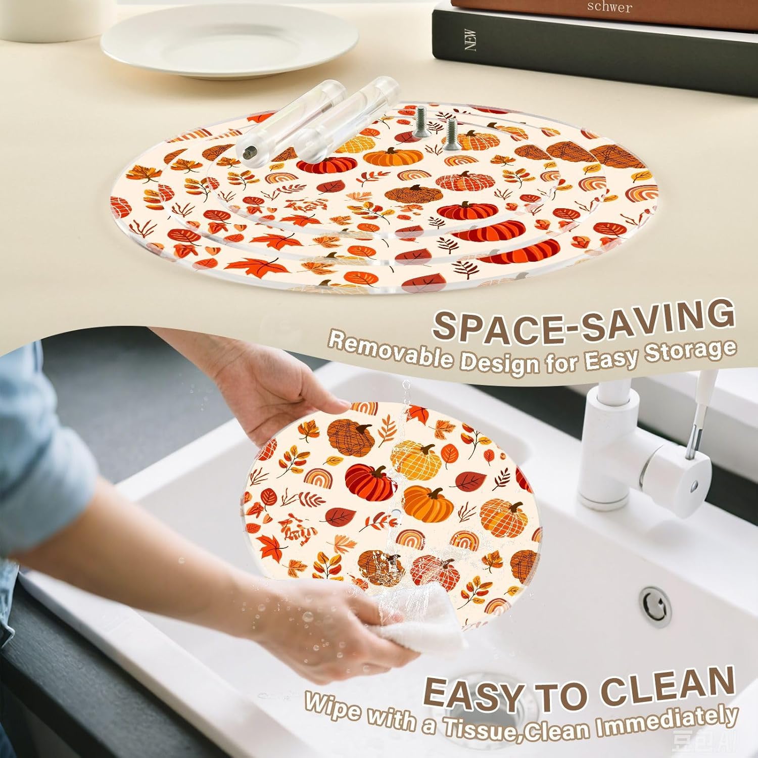 Pumpkin Leaves Maple Wheat Thanksgiving 3 Tier Acrylic Cupcake Stand, Cupcake Stand for 34 Cupcakes for Weddings, Christmas,Holidays,Parties,Birthday,Printed Cupcake Tower 23300447