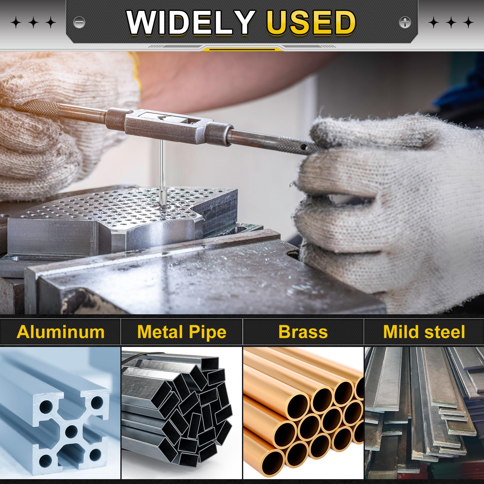 Uxcell Robinet Manuel 9/16-12 UNC 2B Filetage Style Tarauds Droits Flûte Taraudeuse Outil De Filetage En Acier Rapide HSS6542