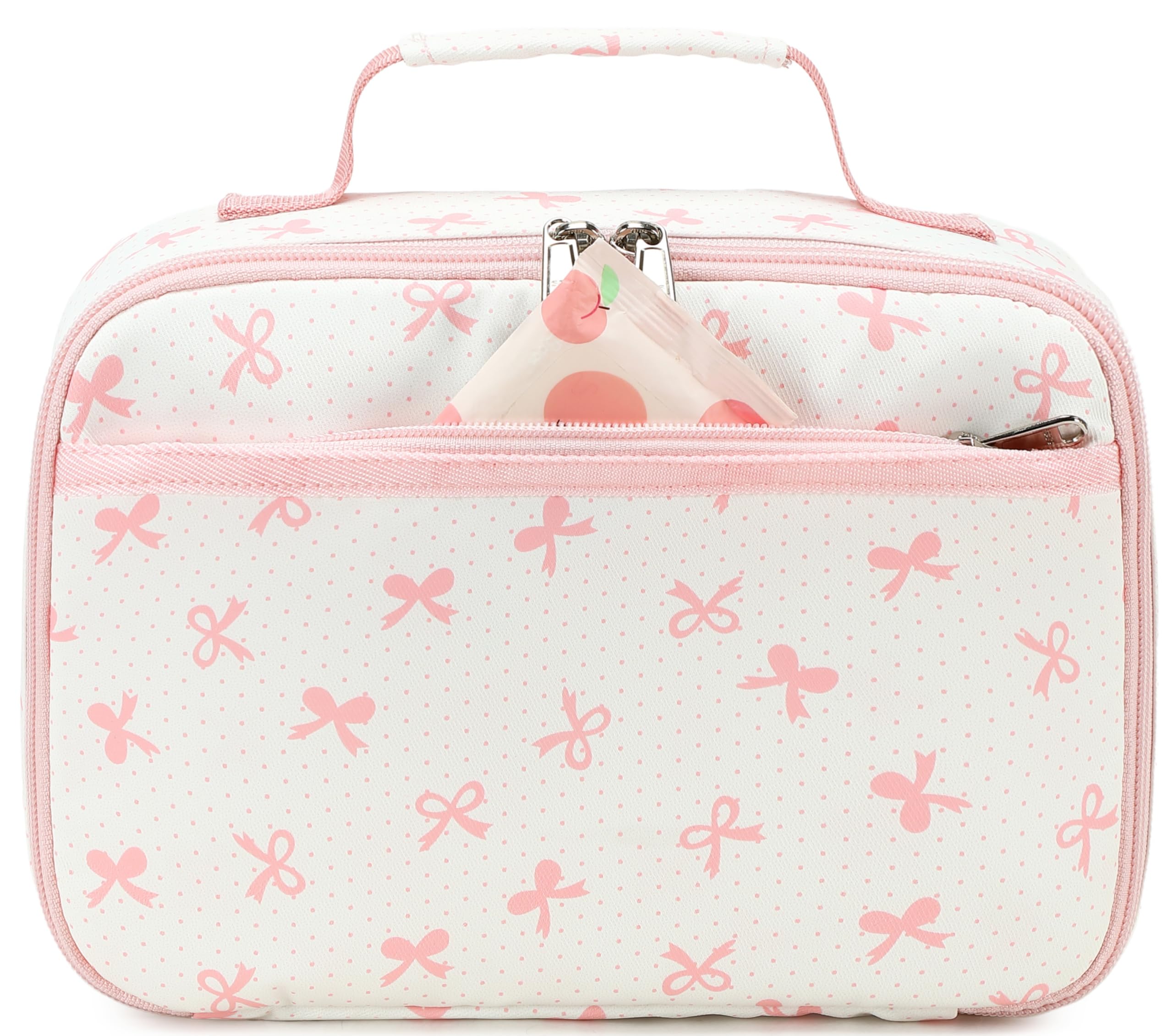 LEDAOU Lunch Box Kids Boys Girls Cute Insulated Lunch Box Reusable Lunch Bag Meals Tote Lunchbox for School Picnic Travel (Pink Bow)