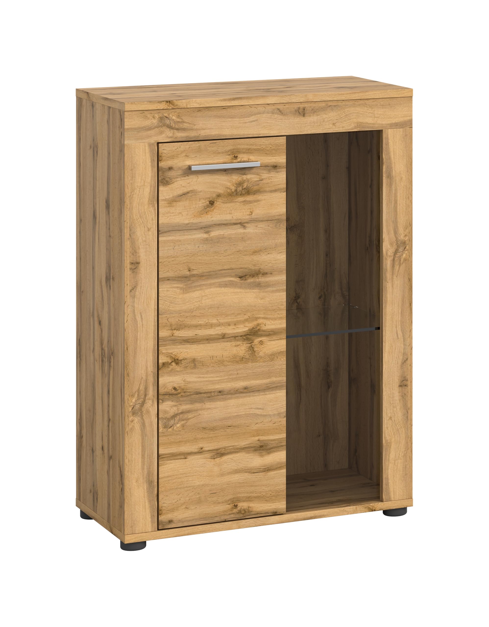 xonox.home Wohnen Jam X8BM9T40 - Vitrina de Cristal (600 x 86 x 35 cm, Madera de Roble de Wotan, melamina, 600 x 86 x 35 cm)