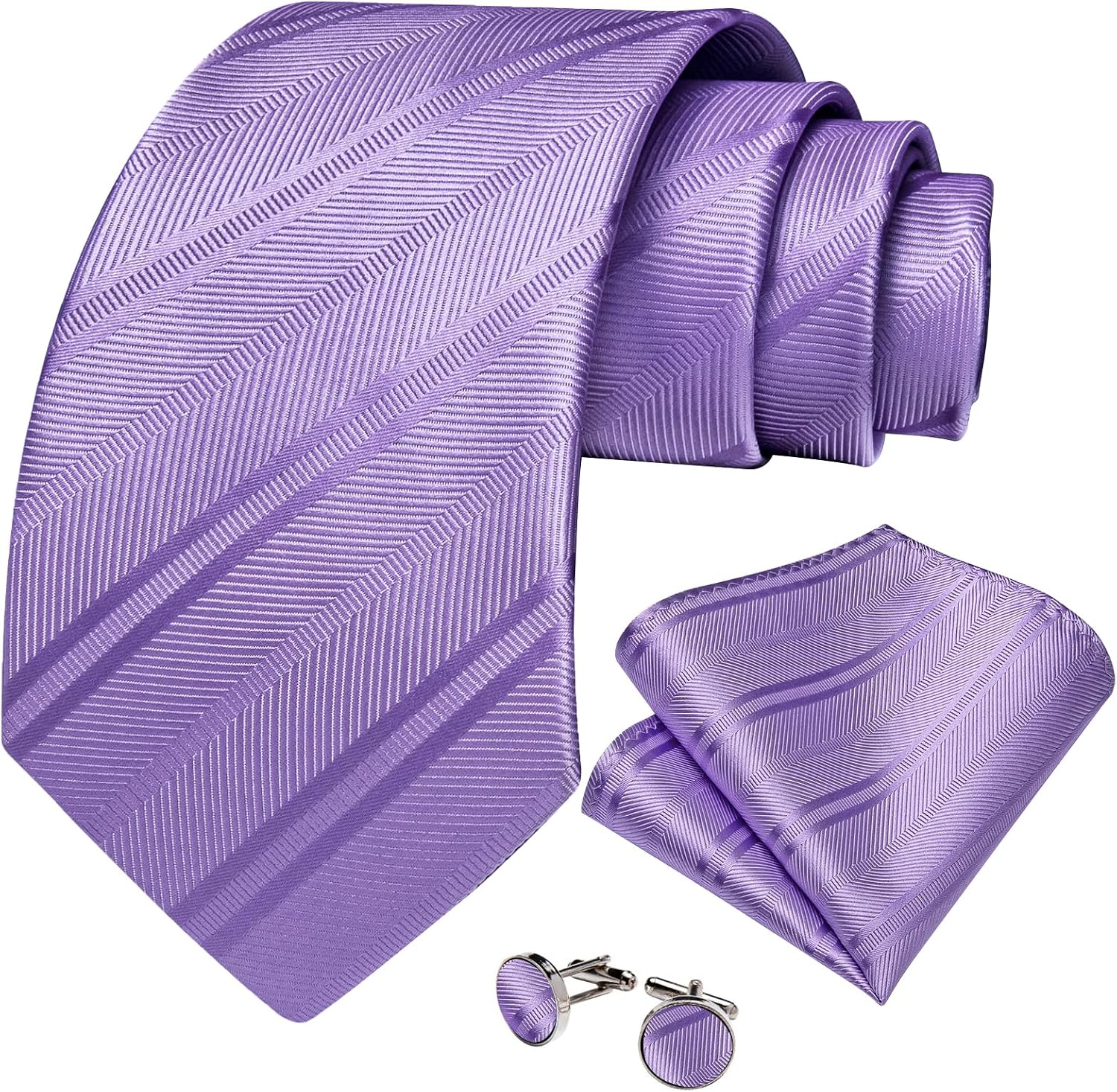 DiBanGu Mens Solid Tie Set Silk Necktie and Pocket Square Cufflinks Formal Ties for Men Wedding Business