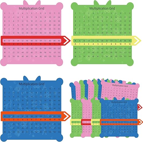 Outus 12 tablas de multiplicación deslizables para educación con ventana de visualización para aula, suministros para profesores, estudiantes de