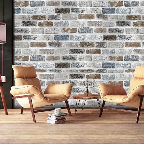 Miniatura 3 de KUKANTST Papel tapiz de ladrillo de piedra para despegar y pegar, autoadhesivo, extraíble, decoración del hogar, papel de contacto impermeable, 17.8