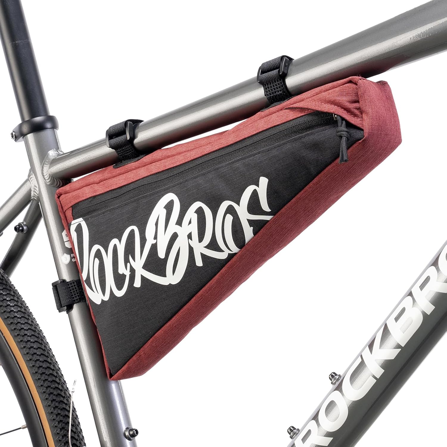ROCKBROS Bike Frame Bag 1.9L Bike Triangle Bag Water Resistant Bike Frame Pouch Black/Blue/Red Bike Bag for Bicycles Red