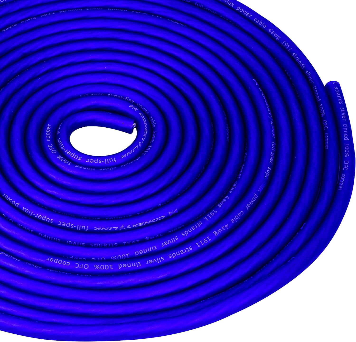 Conext Link 20 FT 4 AWG GA Full Gauge Battery Power Cable Ground Wire Frost Blue OFC Copper