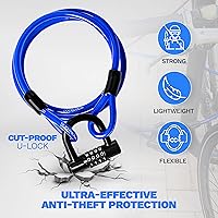 Vista 2 de DocksLocks Juego de candado de cable de seguridad (5' a 25') extremos en bucle, resistente a la intemperie, cerradura compacta sin llave en U