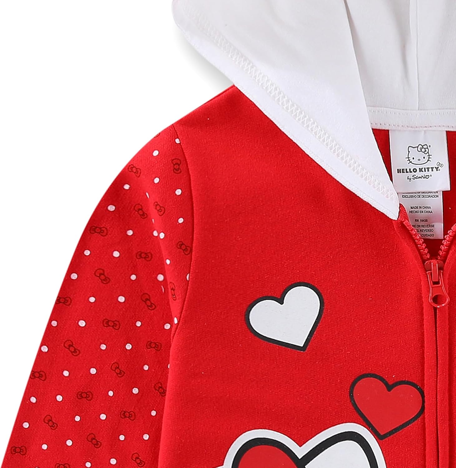 Hello Kitty Sanrio Girls Fleece Zip Up Hoodie with Ears for Big Kids - Image 2