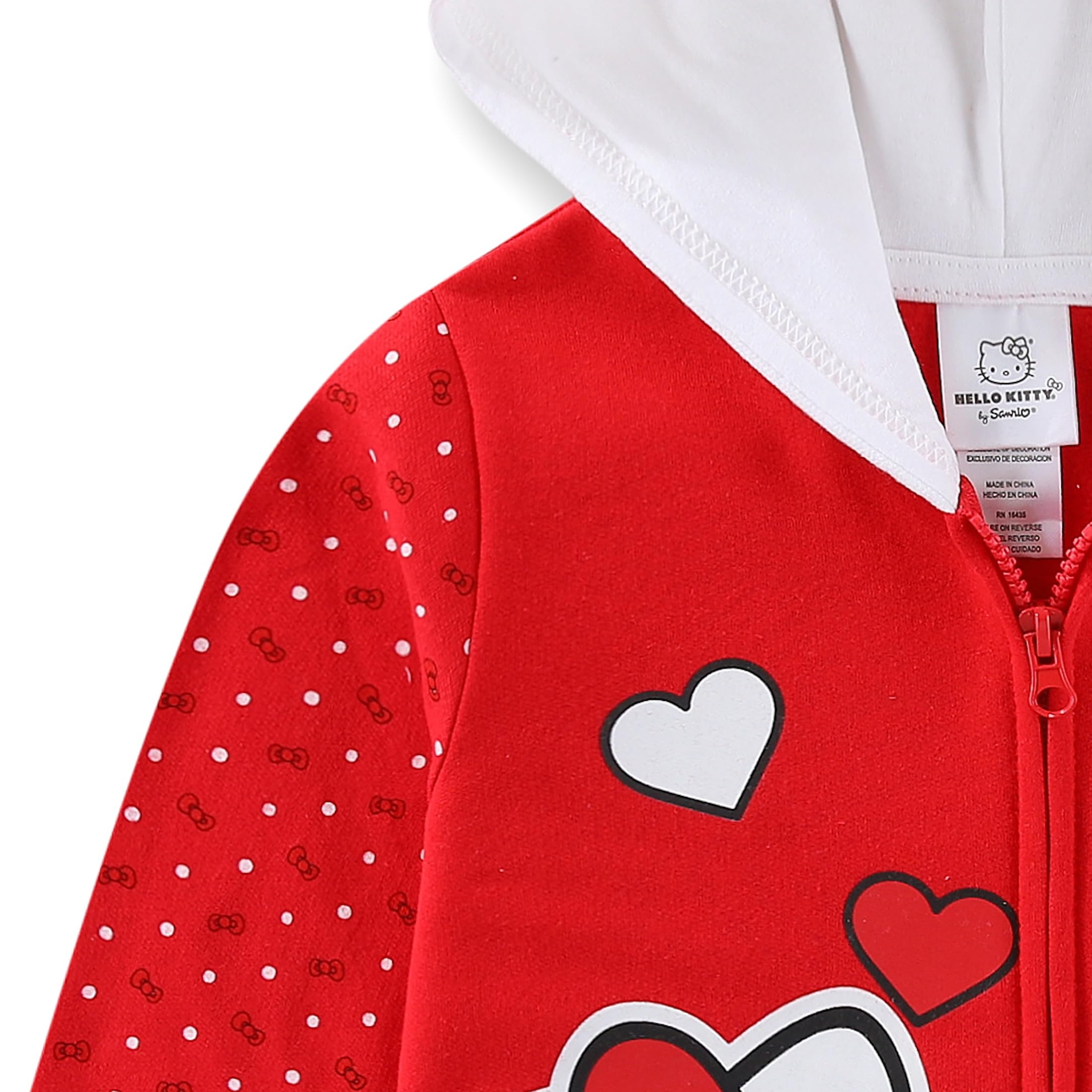 Hello Kitty Sanrio - Felpa in pile con cappuccio e orecchie per bambini grandi