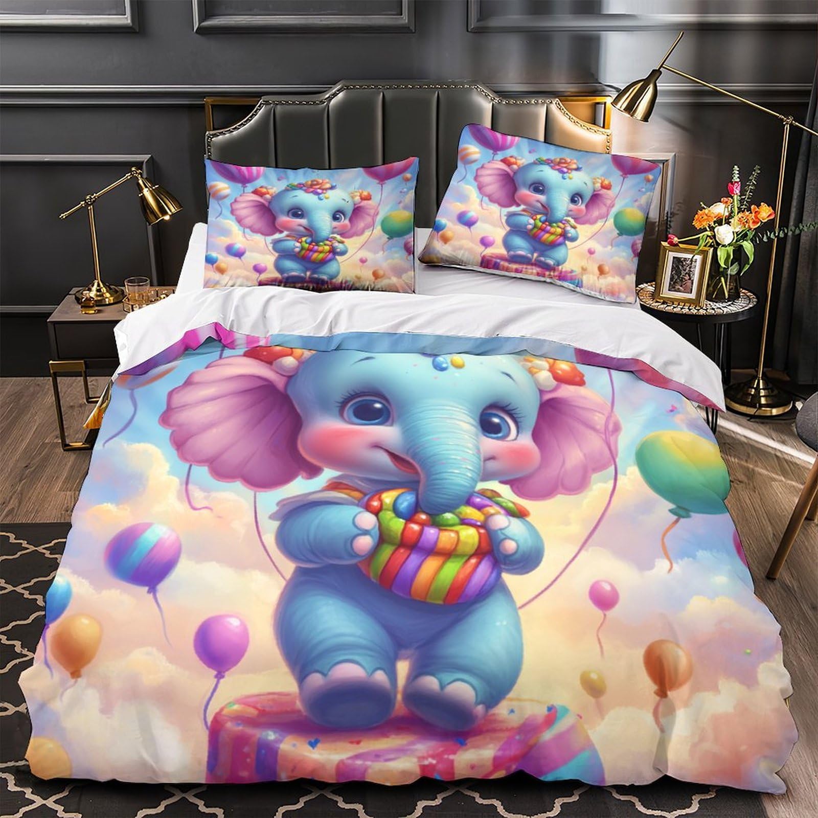 Housse de couette abeille 200x200 parure de lit microfibre avec fermeture éclair pour lit double