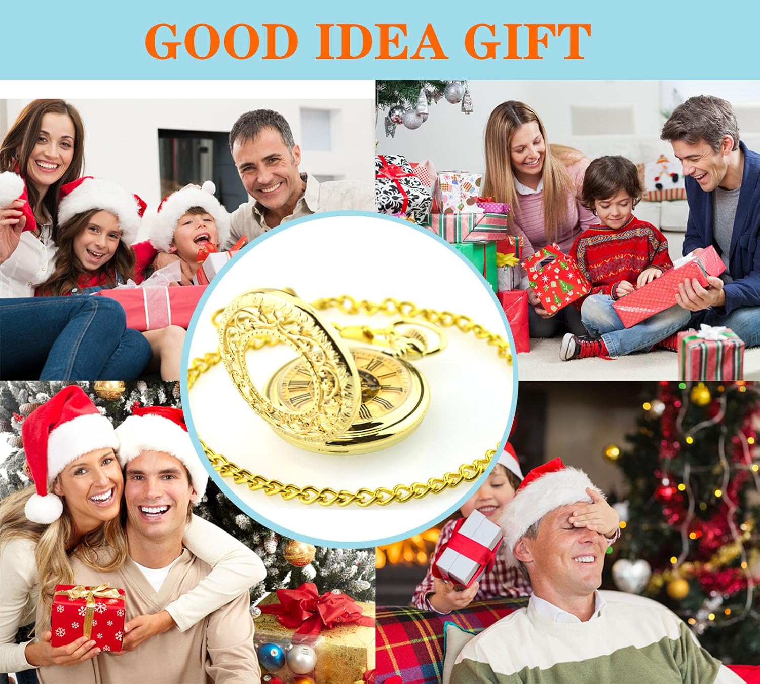 Ddjbdb Mechanical Pocket Watch for Men Skeleton Flower Hook Pocket Watches with Gift Box for Him Husband Son Dad Father Gifts