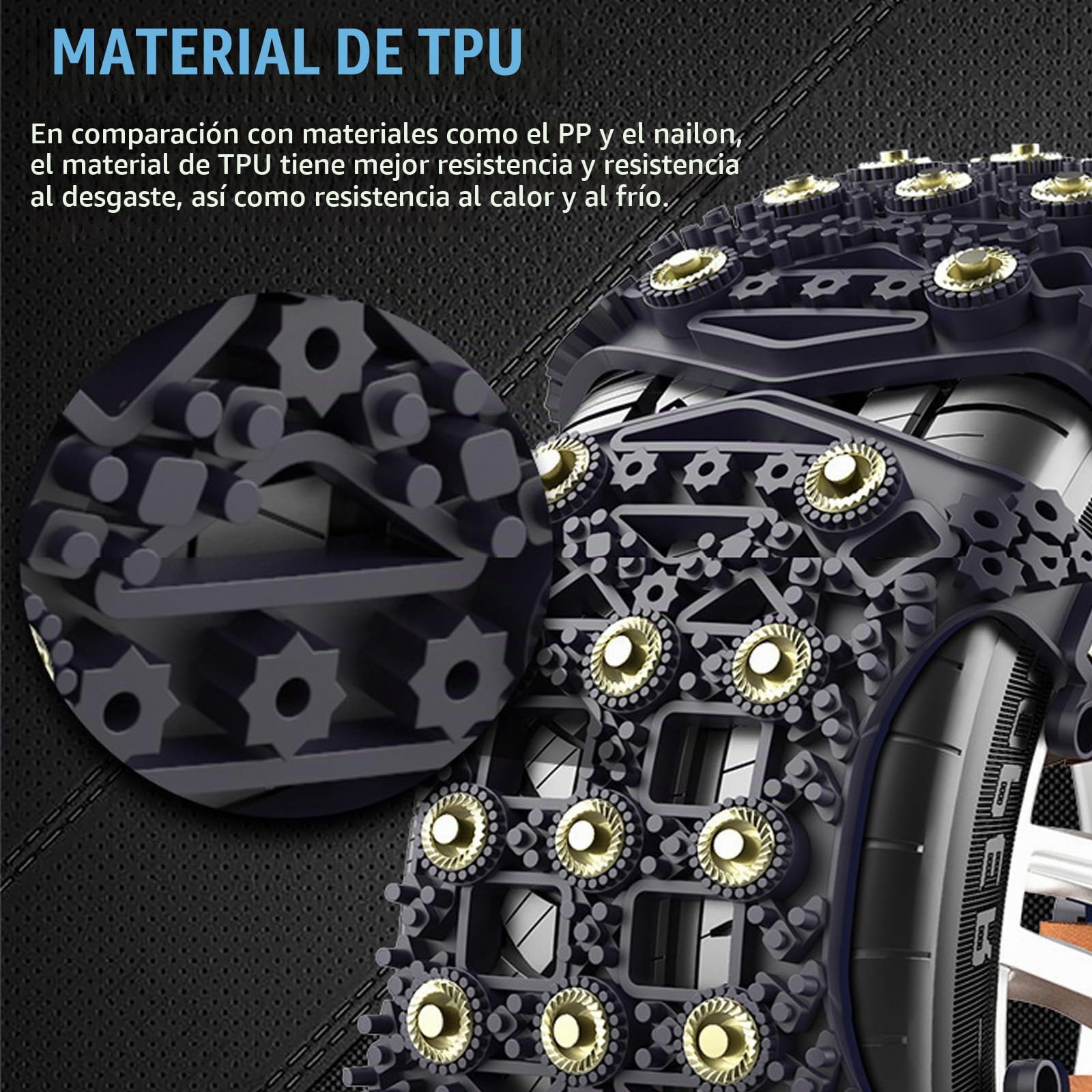 Cadenas Coche Nieve,6 Piezas Cadenas de Nieve Universales,Cadenas de Nieve,Cadenas Nieve,Cadenas de Seguridad Universales,Automóviles Cadenas,para Neumáticos Ancho 165-265 mm,para SUV,coche