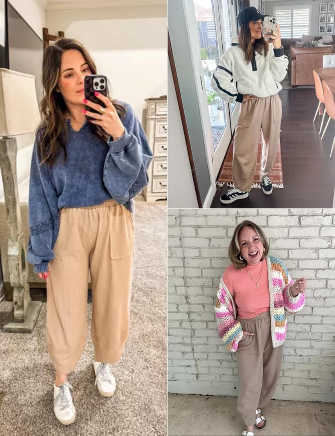 Xiaoxuemeng Womens Baggy Wide Leg Pants Casual Elastic Waisted Palazzo Harem Pants with Pockets - Image 2