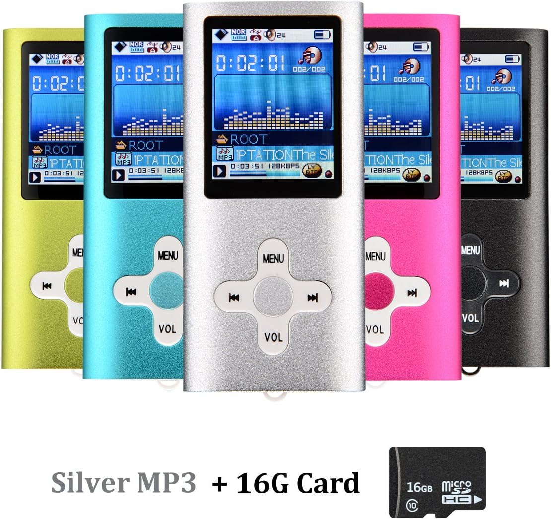 MP3 MP4 Player with 16GB Micro SD Card - Silver