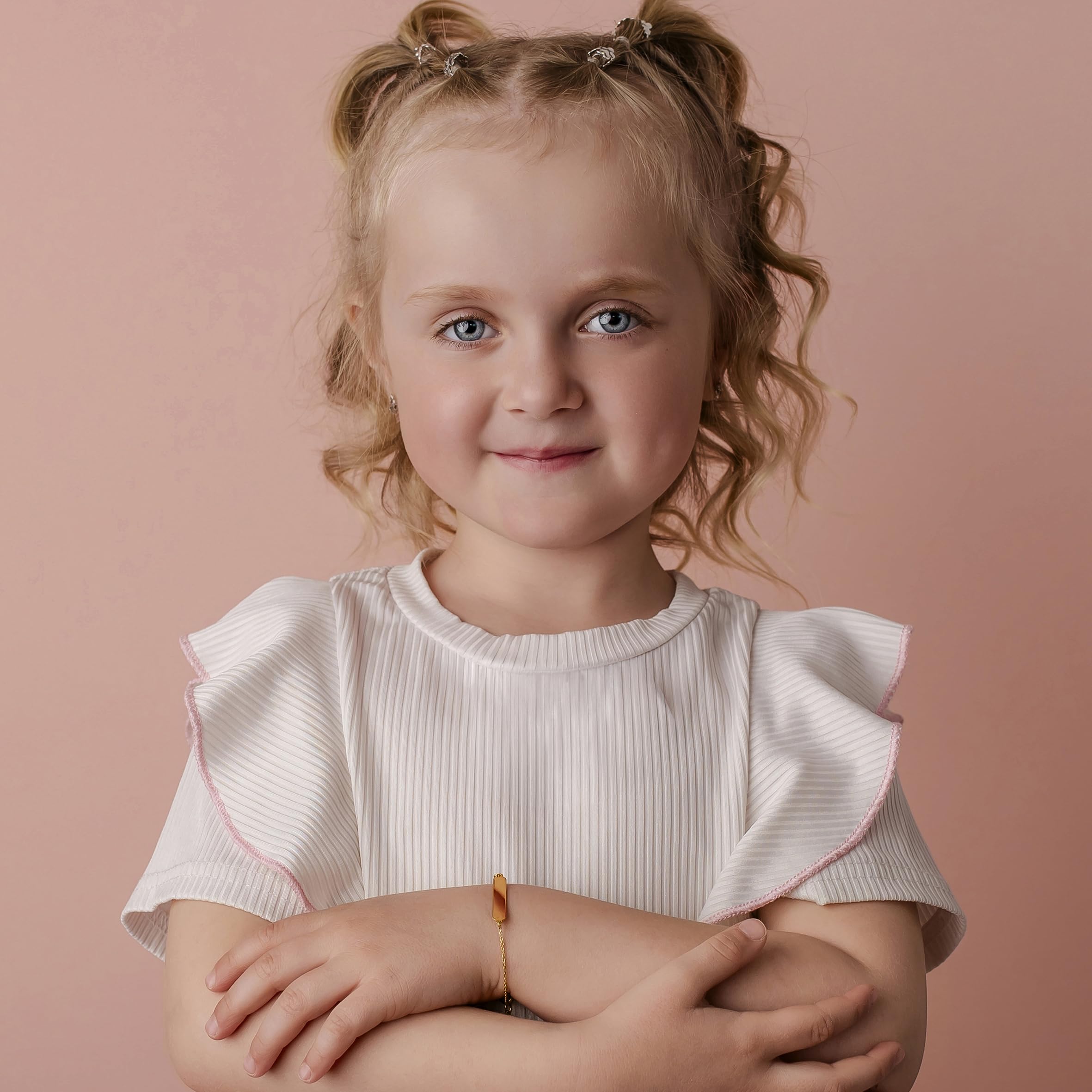 Sakrami Bracelet en argent 925 pour enfants, couleur or jaune, rhodié ou rose + coffret cadeau personnalisé - Bracelet pour naissance, communion ou baptême