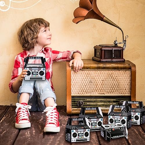 Miniatura 5 de Zonon 24 cajas de recuerdos de fiesta de los años 80, novedosas cajas Boom de los años 90, decoración de fiesta, regalo, dulces para centros de mesa