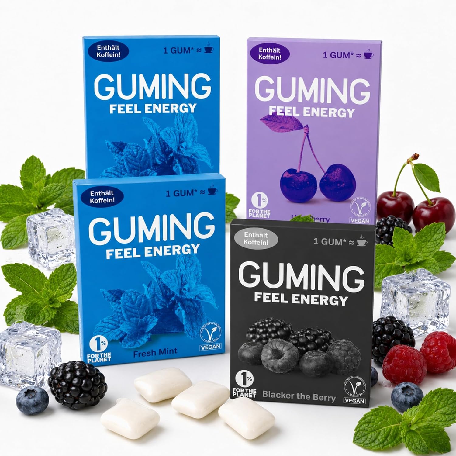 GUMING 40 x Energy kauwgom met 60 mg cafeïne/kauwgom, guaran