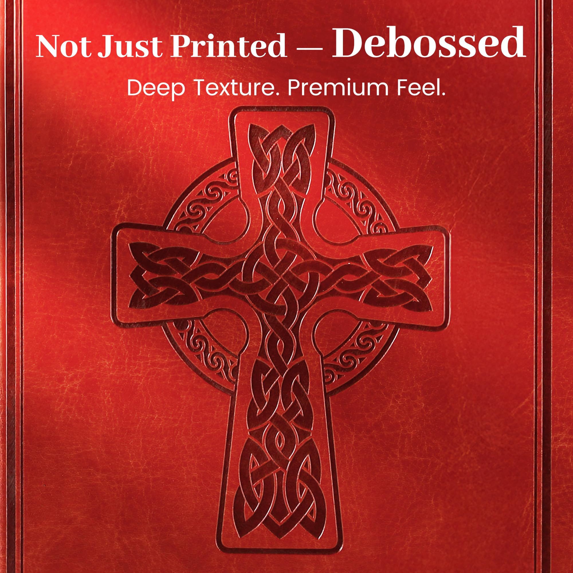 CAGIE Notizbuch mit Lederlinierung für Damen und Herren, geprägtes Kreuz, 320 Seiten, 100 g/m² dickes Papier, A5, Hardcover, Tagebuch, 14 x 21 cm, Rostbraun