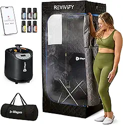 LifePro Caixa de sauna portátil Revivify – Barraca de sauna em casa com níveis de calor ajustáveis e temporizador – Sauna a vapor pessoal dobrável e fácil de usar para casa com vaporizador de 2,6 L