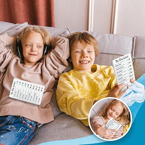 Miniatura 6 de Tabla de tareas de 4 piezas para niños, varios niños, lista de tareas reutilizables con cartulina desmontable, tabla de rutina deslizante, horario