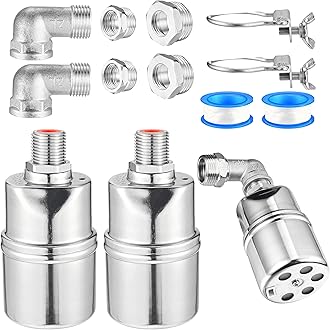 Mornajina 1/2" 3/4" 1" Automatic Float Valve, 304 Stainless Steel Fully Automatic Water Level Control Float Valve, Auto Shut Off Ball Mini Float Valve for Pool, Fish Tank, Livestock Trough, Pond-2 Set