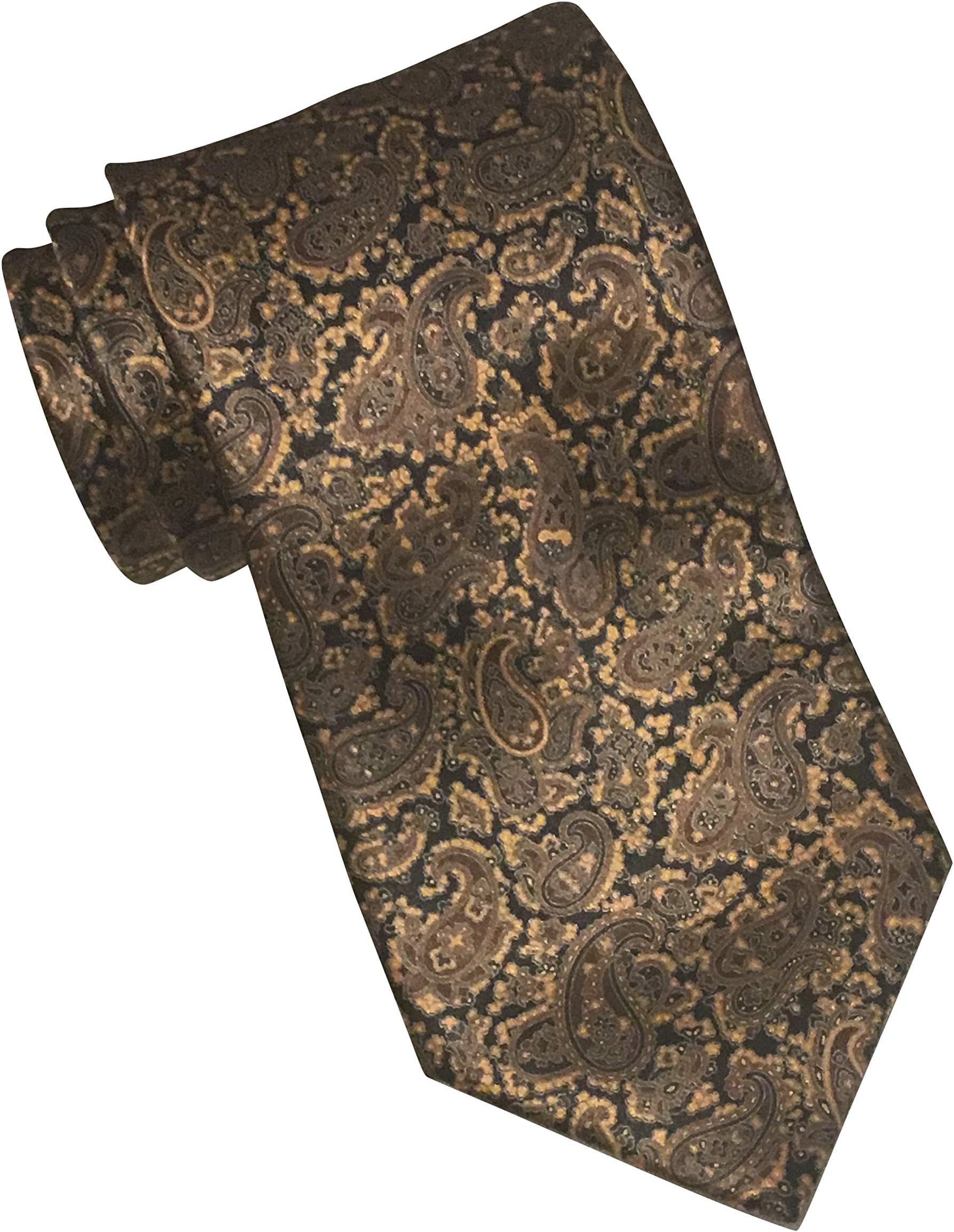 Stefano Ricci Satin Bronze Paisley Print Tie