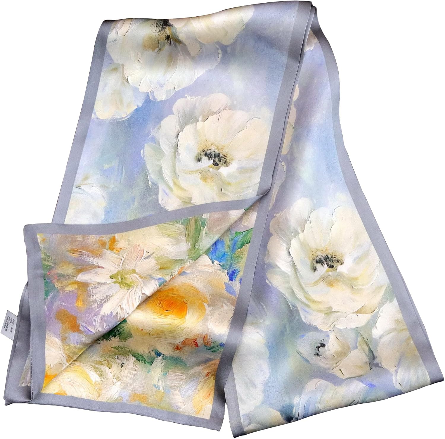 100% Silk Women Long Scarf 58"x6.3" Shawls Double Layer For Headscarf Neck Scarves Oblong Hair Wraps Handbag ACC