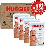 Huggies Taille 1 Couches, snob & Couches sèches pour nouveau-né, taille 1 (8-14 lb), 256 Compte (4 Boîtes 64), L'emballage peut varier