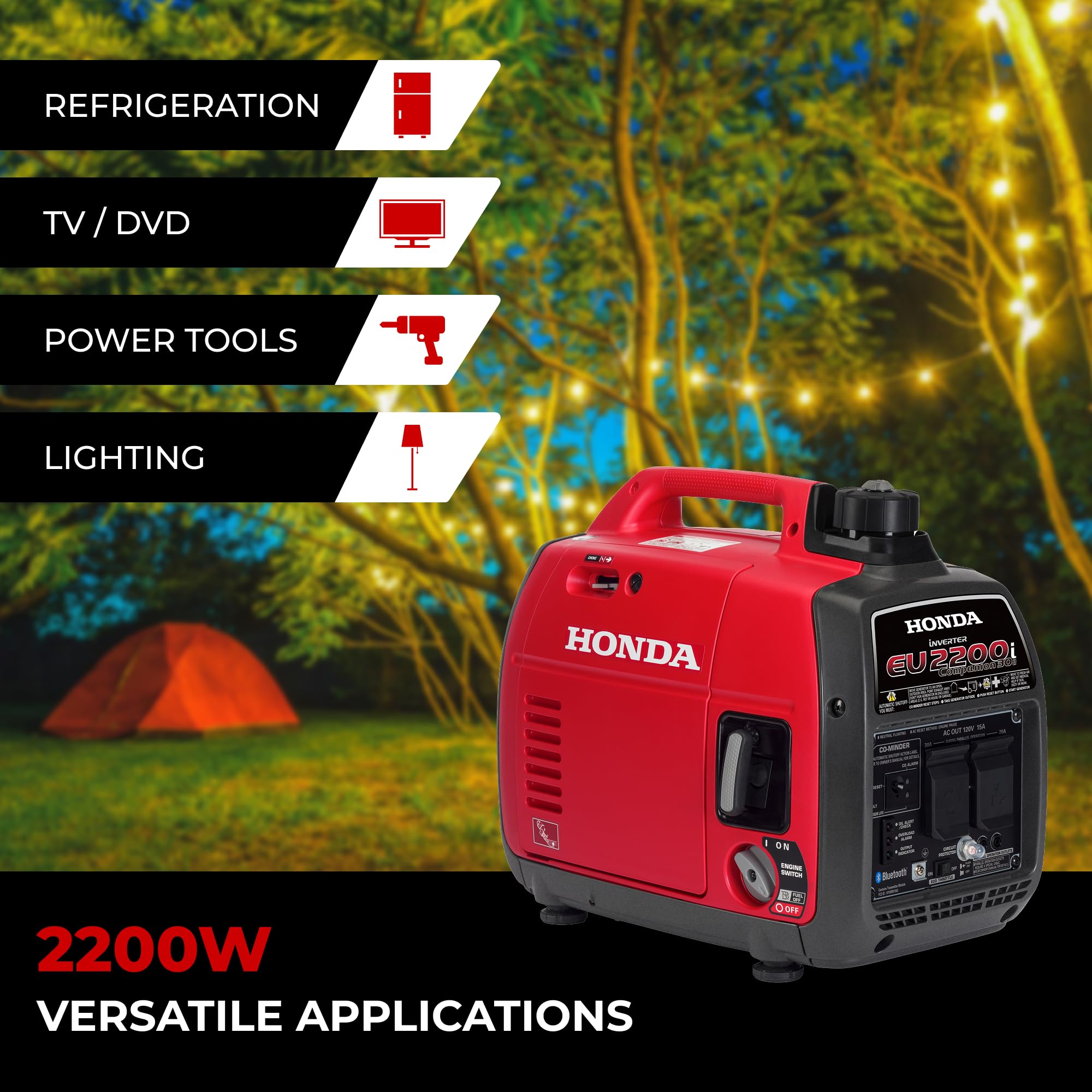 Honda EU2200iTAN 2200-Watt 120-Volt Super Quiet Portable Inverter Generator with CO-Minder