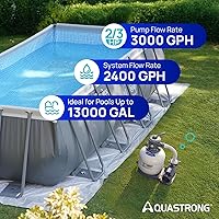 Vista 3 de AQUASTRONG Bomba de filtro de arena para piscina sobre el suelo, bombas de piscina sobre el suelo, filtro de arena de piscina con válvula de 6 vías