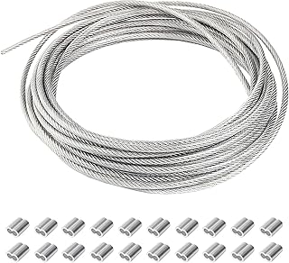 RRRST Cuerda de alambre de 1 mm, 20m, Cable de Acero Inoxidable 304, núcleo de 7 x 7, Cables de Acero PVC Revestida