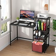 Sbanmao Computer Desk with Drawers and Storage Shelves, 47 Inch Home Office Desks with Mesh File Drawers Cabinet for Small Space,Gaming Study Writing Table for Bedroom,Black